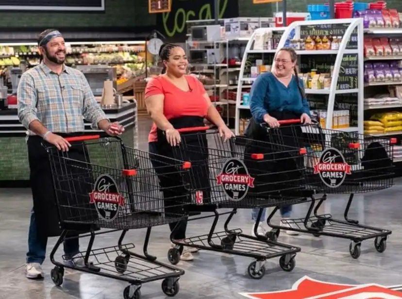 Crys with fellow competitors on the Guy’s Grocery Games set